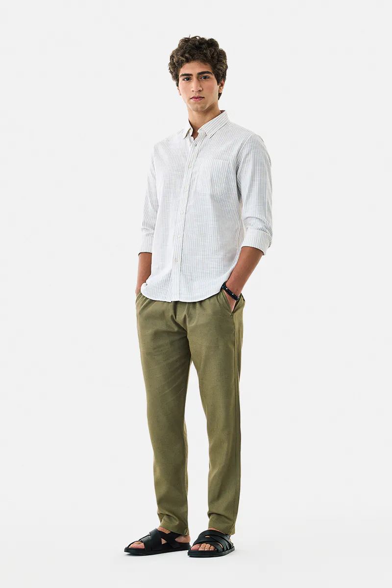 Wafty Olive Linen Trouser